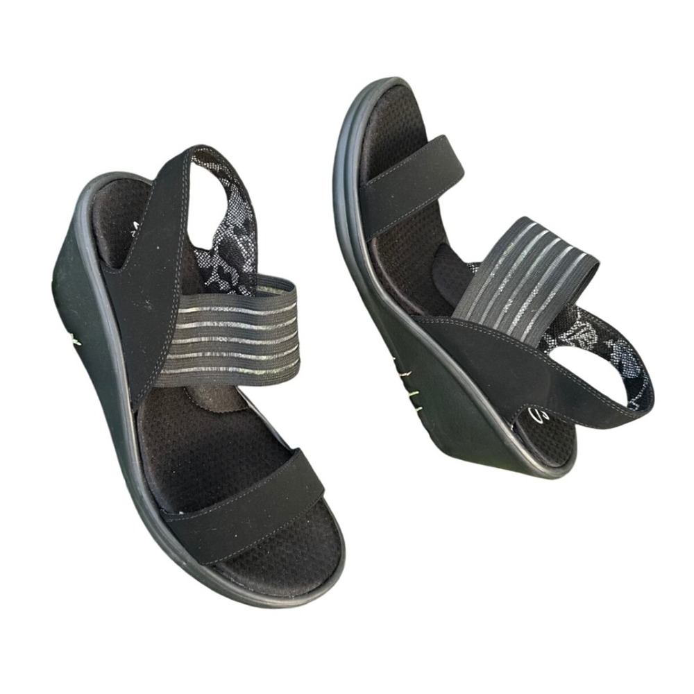 Skechers Cali Women's Rumblers Sci-Fi Wedge Sandals Size 9.5 Black
